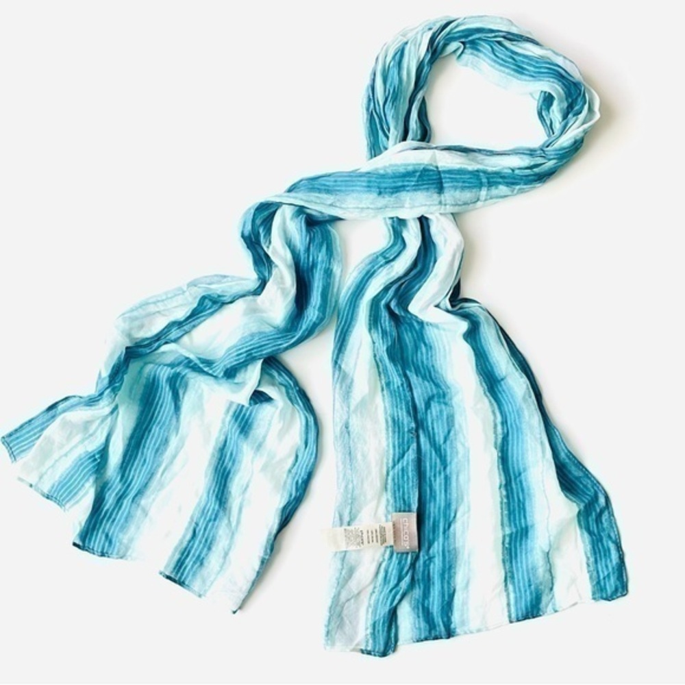 Chico's Women's Striped Scarf White&Blue